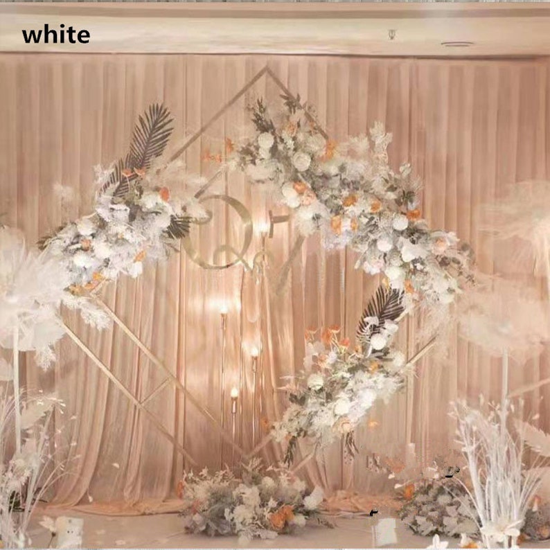 Diamond Wedding iron arch Wedding geometry arch Ceremony Wedding Arch decor Gold colour metal arch floral veil Wedding Arch wedding backdrop image 2