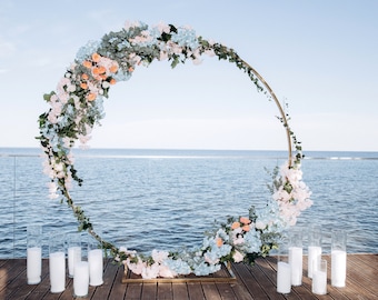 Strong and stable Circle Wedding Arch, Ceremony Wedding Backdrop, Outdoor Floral Arch