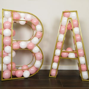 Letras y números de metal Globo Letras y números Decoración de boda Números de cumpleaños Decoración de cumpleaños Letras de BEBÉ Letras 3d