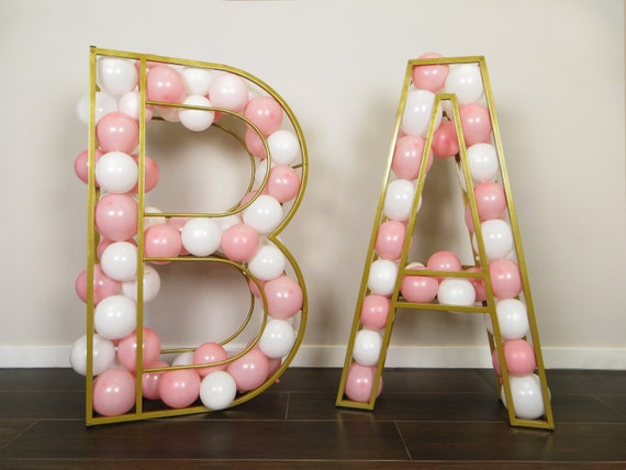 Metallic balloon letter sale decor