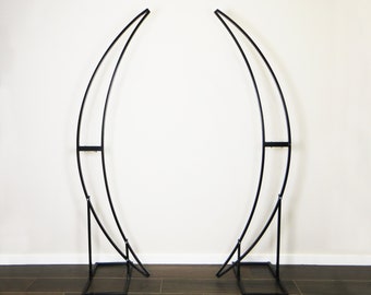 2 in 1 Wedding Metal Stands, Ceremony Outdoor Bakdrop, Set of 2 Crescent Shaped Pillars