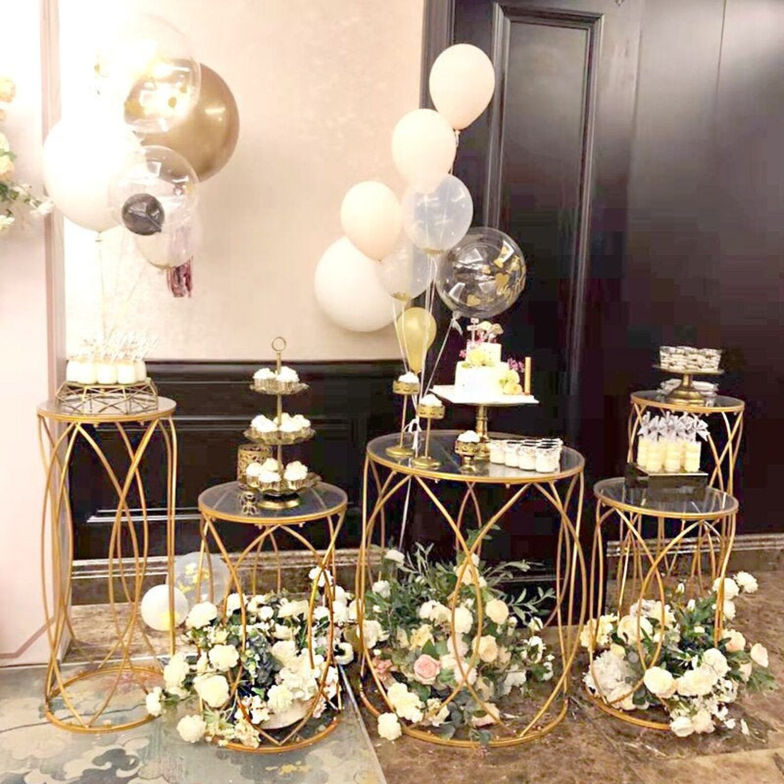 Metal cylinder Wedding cake stand Set of 5 metal pedestal Etsy