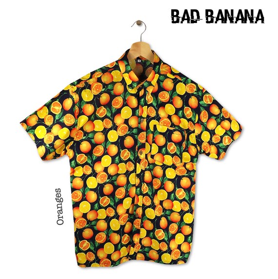 Mens Festival Shirt, Mens Rave Shirt, Mens Beach Shirt, Mens Stag Party Shirt, Loud shirt, Hawaiian Shirt - Orange