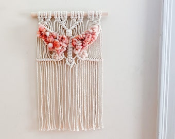 Macraweave | Macrame | Woven Wall Hanging | Textured Wall Hanging | Woven Tapestry | Weaving | Wall Art | Fiber Art | Butterfly | Nursery