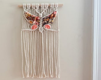 Macraweave | Macrame | Woven Wall Hanging | Textured Wall Hanging | Woven Tapestry | Weaving | Wall Art | Fiber Art | Butterfly | Nursery