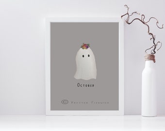 October | Ghost | Halloween | Instant Digital Download | Printable | Autumn | Fall | Seasonal