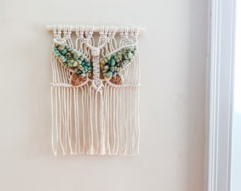 Macraweave | Macrame | Woven Wall Hanging | Textured Wall Hanging | Woven Tapestry | Weaving | Wall Art | Fiber Art | Butterfly | Nursery