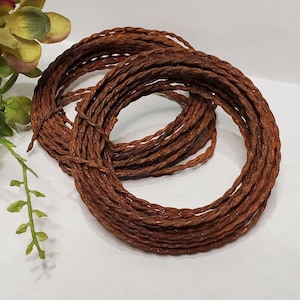May include: A roll of rusty brown twisted wire. The wire is coiled in a circle and is perfect for crafting and floral arrangements.