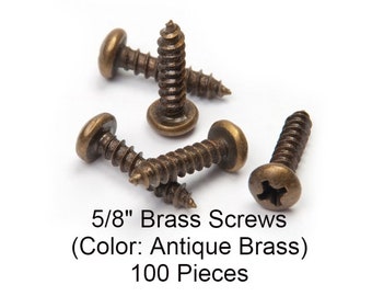 1 Box of 100 pieces #5 Solid Brass Round Head Fasteners 1 1//4/" USA