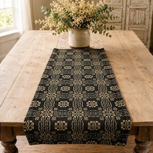 31" Long Black and Tan Table Runner / Primitive Farmhouse Home Decor