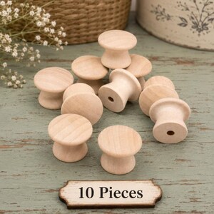 1" Maple Mushroom Knob Door Drawer Handle Unfinished Wood Craft Supplies 10 Pieces