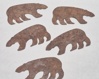 5 Rusty Aged 3" Bear Cutouts Craft Supplies Home Decor Mountain Bear