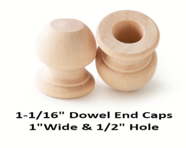 11/16 Dowel Wood End Caps 1 Wide 1/2 Hole Etsy