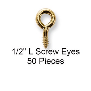 Miniature Screw Eye Hooks Rhodium Plated Metal 5/16 Inch Long 