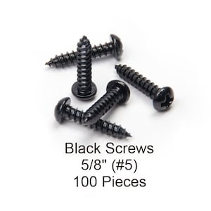 100 Black Screws 5/8" (#5) Roundhead / Phillips