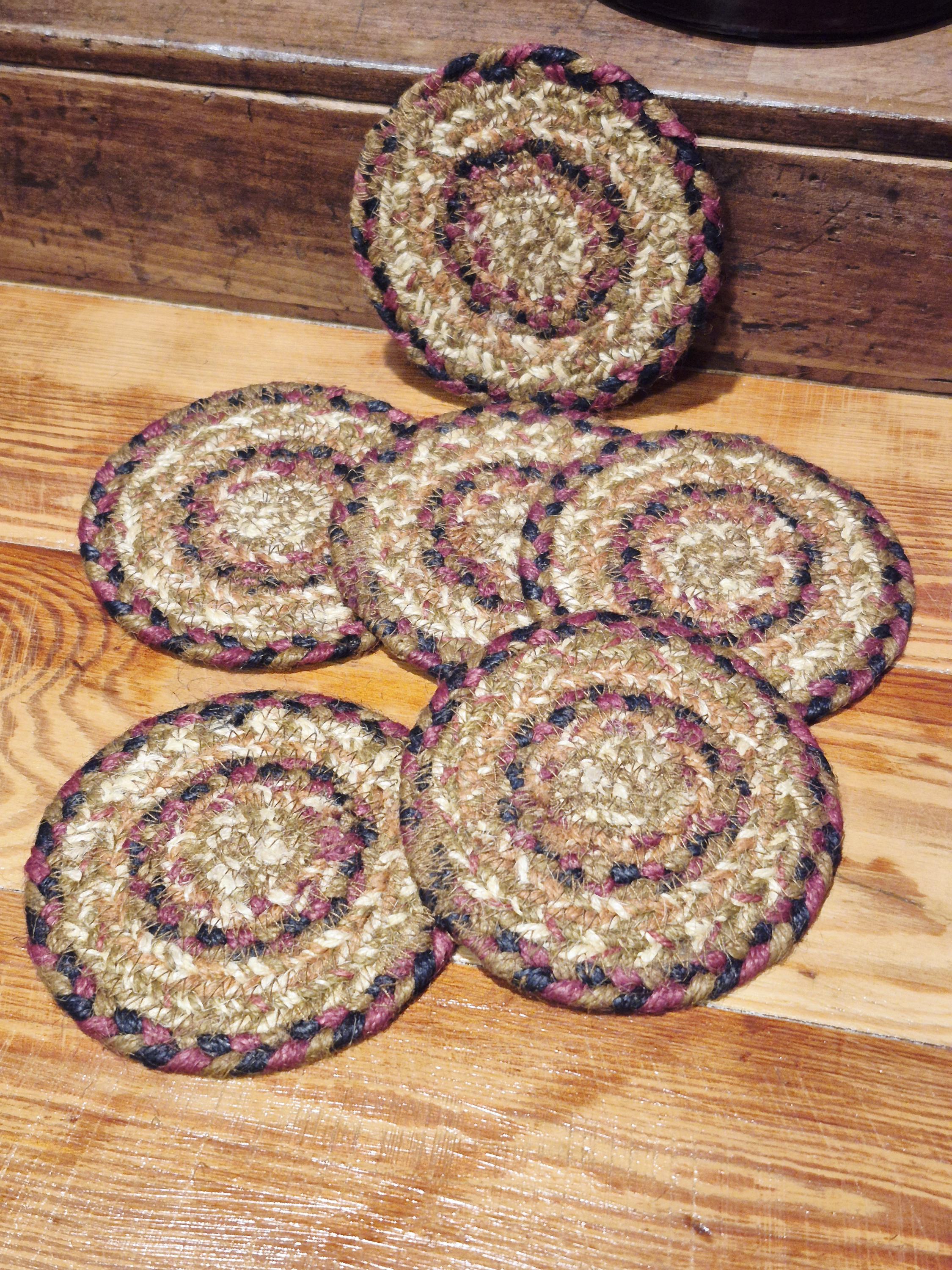 Set of 6 Jute Braided Coasters - Barware Drink Supplies - Home Decor