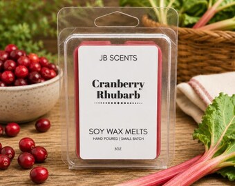Cranberry Rhubarb Soy Wax Melts | Strong Scent | Handmade Soy Tarts | Home Fragrance