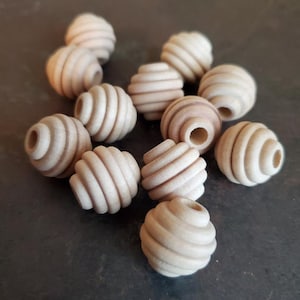 12 Unfinished 5/8" Beehive Beads / Craft Supplies