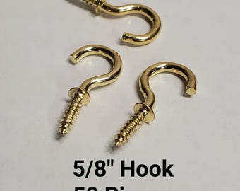 5/8" Brass Plated (Gold) Cup / Mug Jewelry Craft Hooks (50 Pieces)