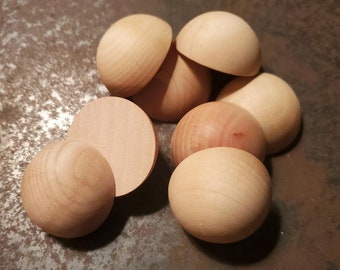 1 1/2" (1.5") Unfinished Wood Split Balls 8 Pieces / Craft Supplies