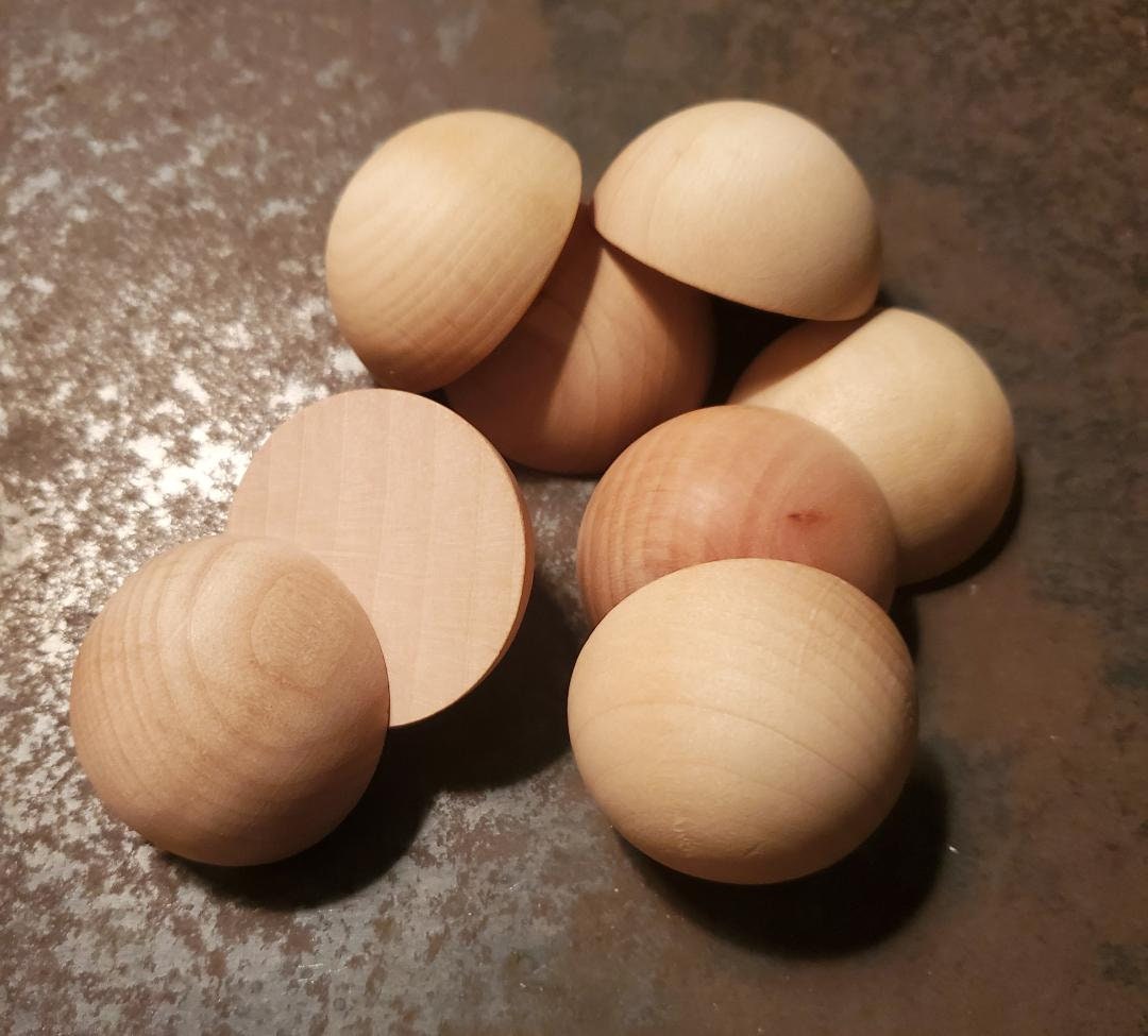 1-1/2 Split Wood Balls Set of 5 Unfinished Solid Wood Split Wooden