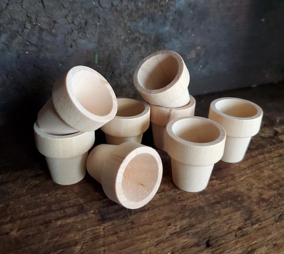 1-1/16" Unfinished Wooden Flower Pots. 12 Piece Set. Wood Craft Supplies. -  Etsy