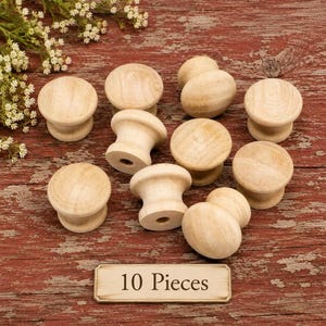 3/4" Maple Mushroom Knob Door Drawer Handle Unfinished Wood Craft Supplies 10 Pieces