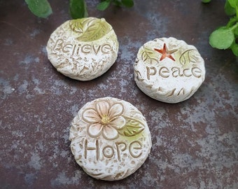 Buy 3 Save $5 Peace & Believe Stepping Stones Miniature Fairy Garden Hope 