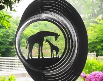 Giraffe Wind Spinner, Solid Steel Garden Ornament