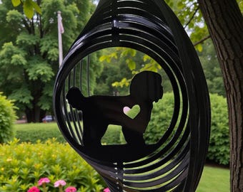 Shih Tzu Wind Spinner, Steel Garden Ornament, Dog Lover Gift