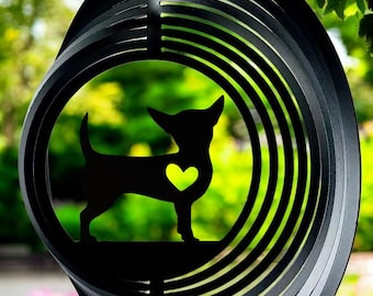Chihuahua Wind Spinner, Solid Steel Garden Ornament, Dog Lover Gift