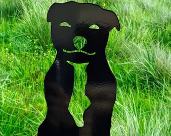 Staffy, Staffordshire bull terrier, steel sculpture, metal art, steel, garden decor, cute garden oranment, birthday, Christmas, doggy gift