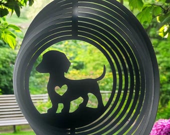 Solid Steel Dachshund Wind Spinner, Sausage Dog Garden Ornament, Metal Yard Art, Personalised Wiener Dog Gift, Moving Patio Decoration