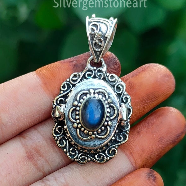 pendentif poison| pendentif labradorite| pendentif poison vintage | labradorite flash bleu ~ pendentif pierre gemme| Pendentif boîte à poiso