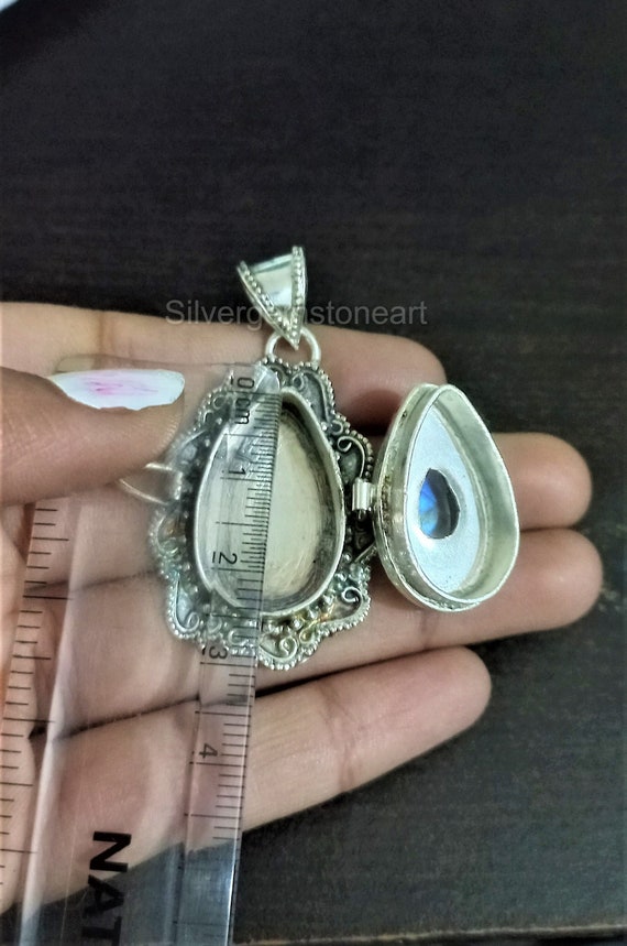 Poison Box Pendant Moonstone Pendant Poison Pendant Large Pill