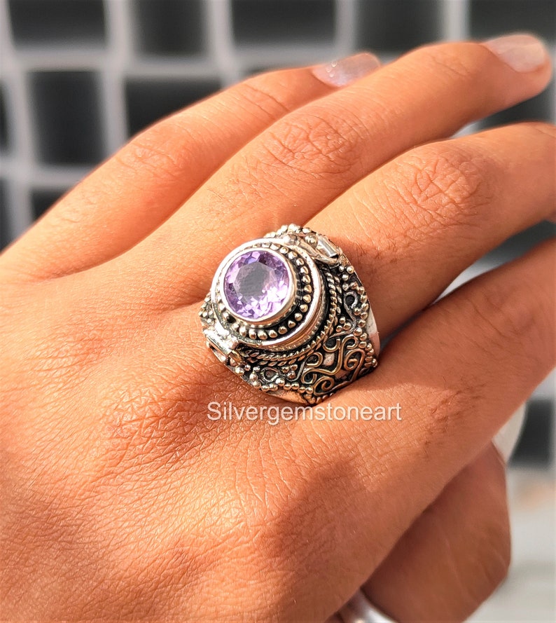 Faceted Amethyst Ring Amethyst Designer Ring Boho Ring Etsy