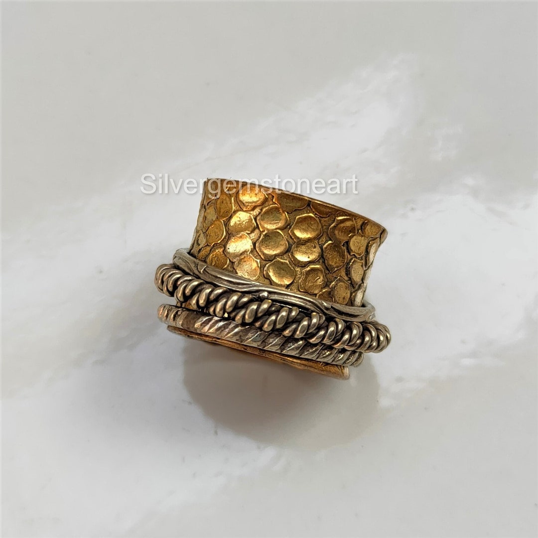 Hammered Design Spinner Ring, Spinner Band Ring, Gold Filled Spinner