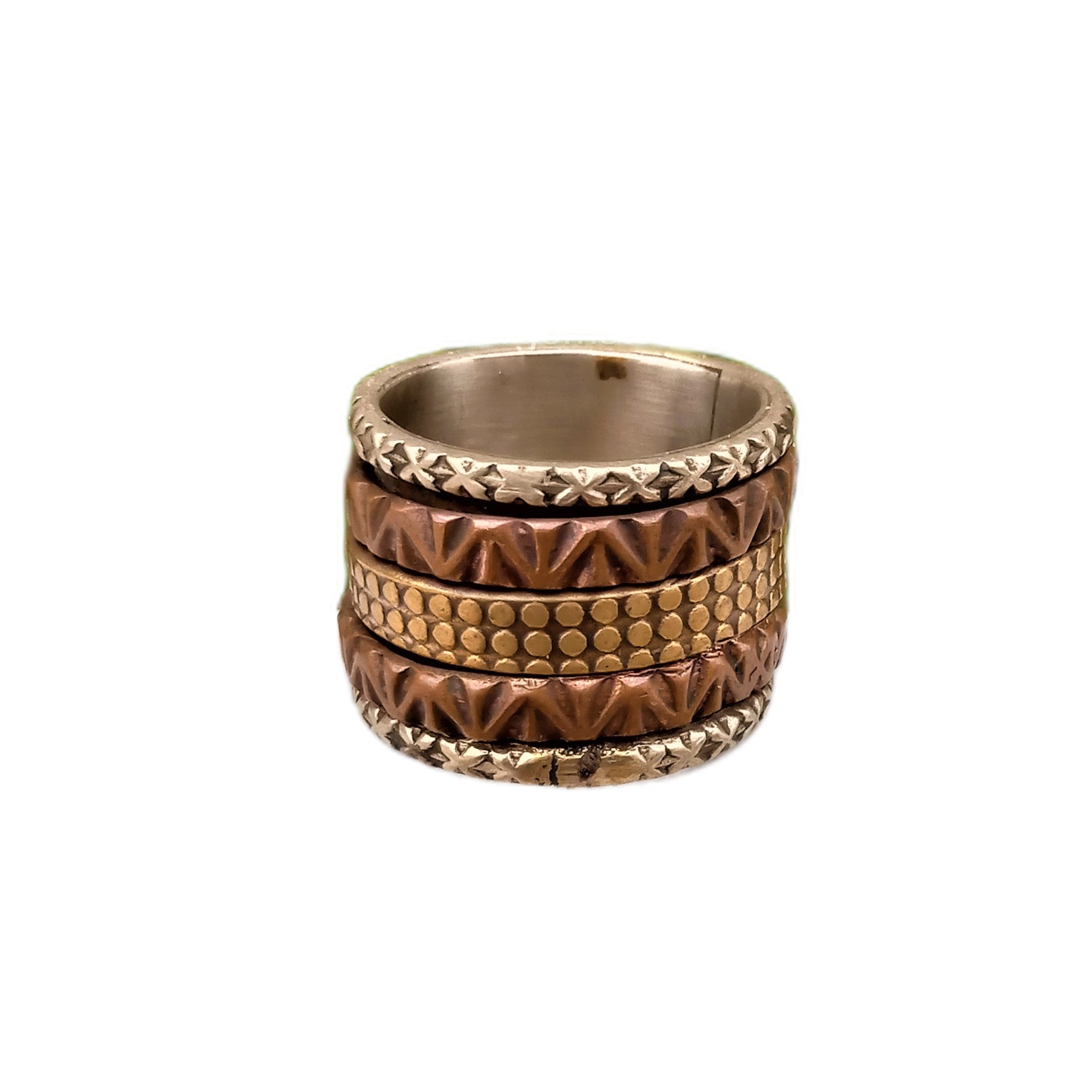 Spinner Band Ring Three Tone Spinner Ring Anxiety Ring Etsy