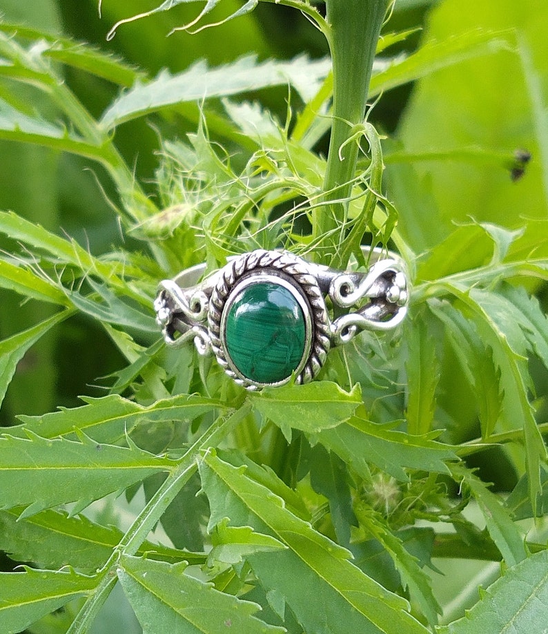 Malachite Ring Sterling Silver Anniversary Gift Ring Designer image 0