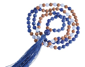 Edelstein Mala Kette "Kommunikation" | Sodalith & Chalcedon