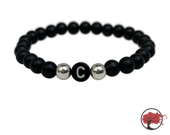 Edelstein Buchstaben Armband "Black & Letter" | Onyx | 925er Sterlingsilber | verschiedene Größen