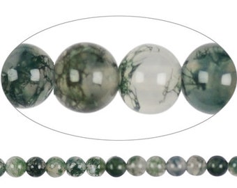 10 x Ball | Moss Agate | glossy | 6 mm