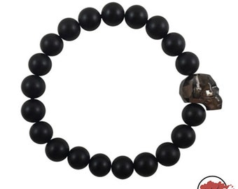 Gemstone Bracelet "Black Skull Creation" | Onyx - Swarovski Crystal Skull