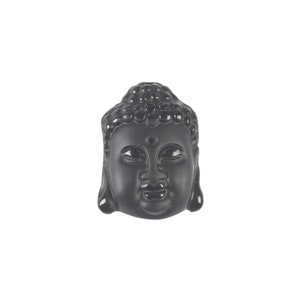 Buddha-Kopf Obsidian schwarz gebohrt, 3,0cm anhänger für Halskette Kette Buddha-Anhänger Bild 1