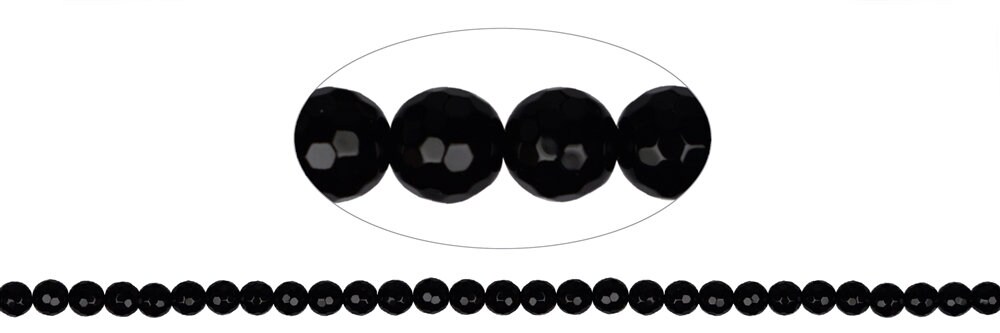 F1061 6 mm / ca 1 Onyx Facettiert Kugel Edelstein Halskette ca 45 cm F1061 6 mm / ca 1 Onyx Facettiert Kugel Edelstein Halskette ca 45 cm