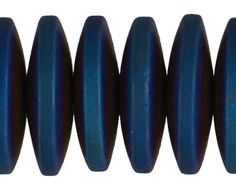 10 x Hämatit | Button blau | matt | 3x12mm