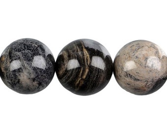 10 x Ball | Silver Stripe Jasper | glossy | 10 mm