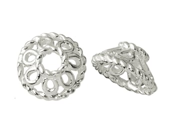 2x intermediate part | Half bowl basket 8 mm, silver | for bracelets or necklaces
