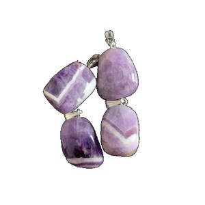 Pen Pendant Drum Stone Gemstone of your choice with silver eyelet Amethyst