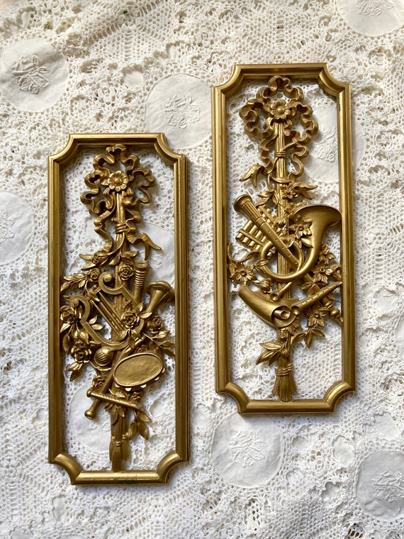 Vintage Mid Century HOMCO Gold Wall Decor Set of 2 - Etsy